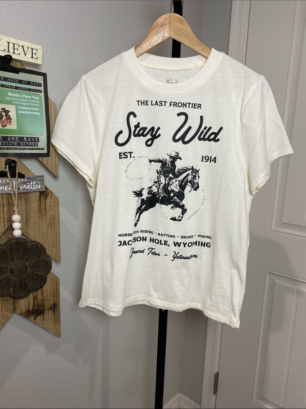 Stay Wild Jackson Hole Graphic Tee - White NWOT